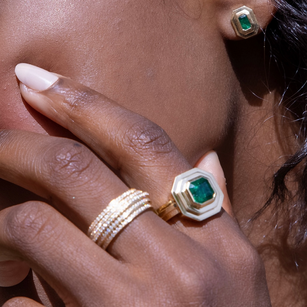 Azlee Emerald Staircase Studs