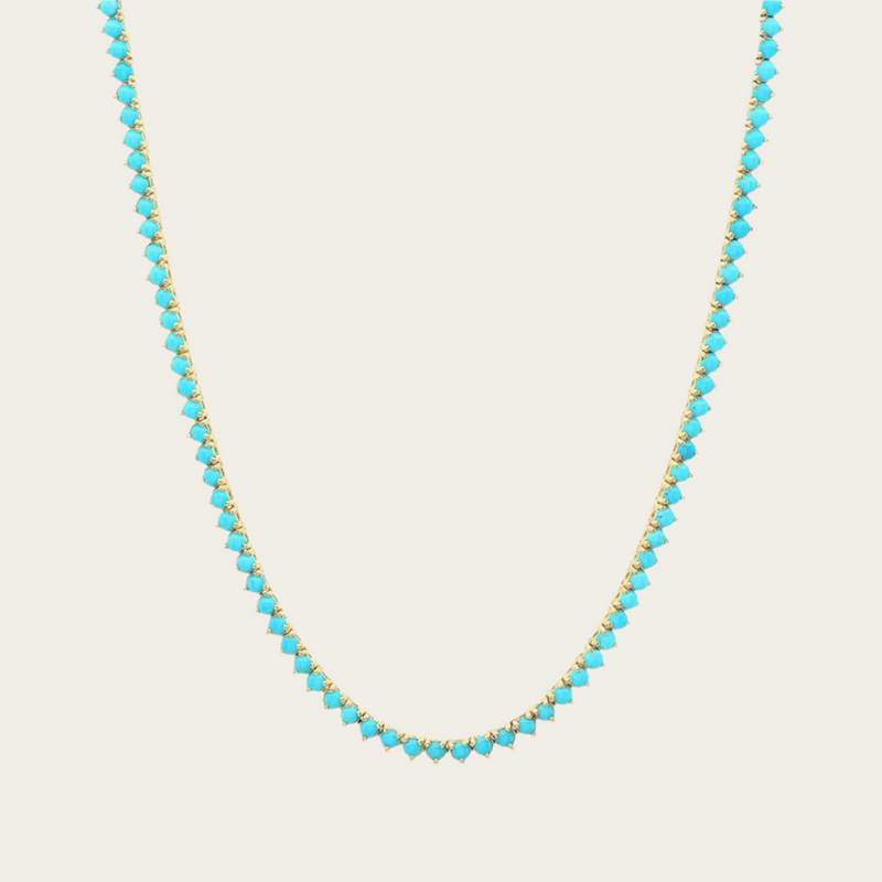 Jennifer Meyer Turquoise 3-Prong Tennis Necklace
