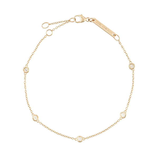 Zoe Chicco YG 5 Diamonds Set in Chain Anklet 0.15ct (Demi-fine 14k)