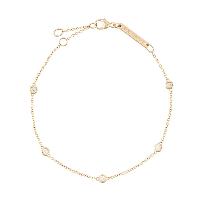 Zoe Chicco YG 5 Diamonds Set in Chain Anklet 0.15ct (Demi-fine 14k)