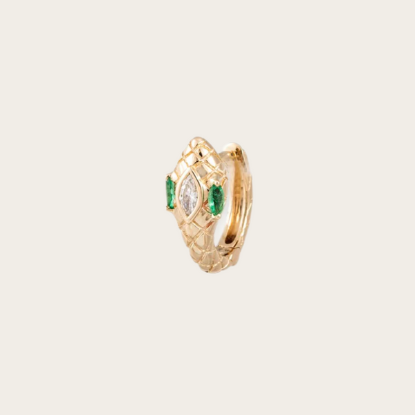 Jacquie Aiche Emerald Eyes Diamond Head Snake Mini Hoop