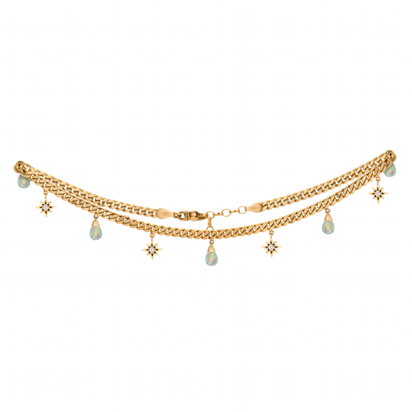 Venyx YG Opal Artemis Choker / Diamonds 0.18ct, White Opals 3.6ct (Demi-Fine 14k)