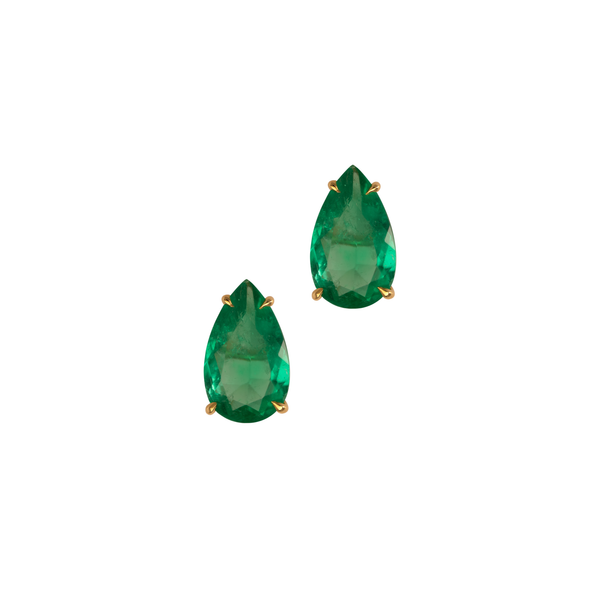 Anita Ko YG Emerald Pear Studs / 2.81cts Colombian emeralds 18k