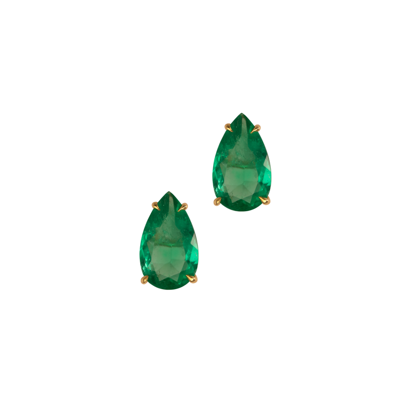 Anita Ko YG Emerald Pear Studs / 2.81cts Colombian emeralds 18k