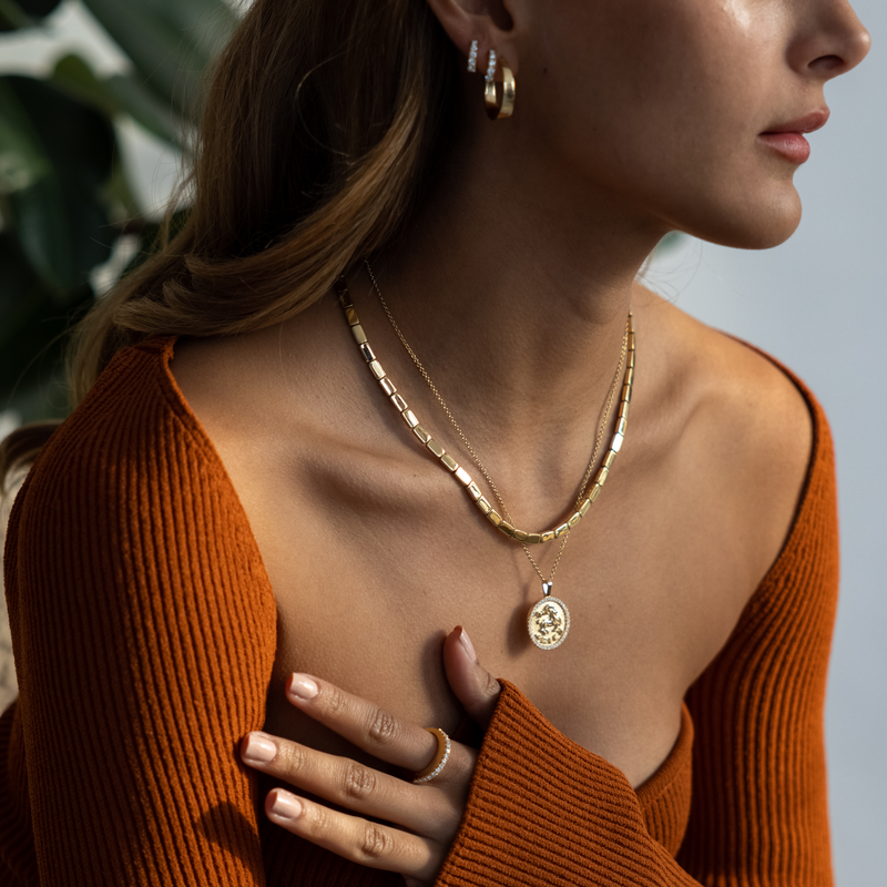 Anita Ko YG Plain Bunny Link Necklace 18k