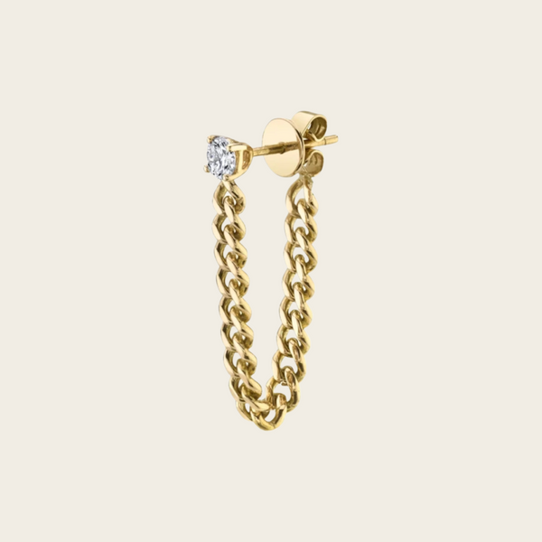 Anita Ko Cuban Link Loop Earring with Round Diamond