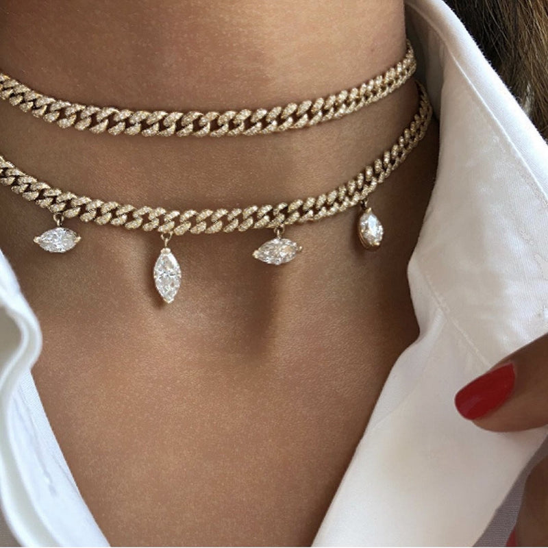 Shay Mini Pave Link Choker 3.5ct 18k