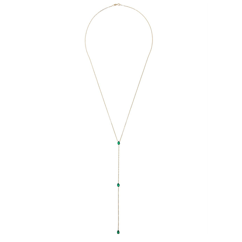 Anita Ko YG Emerald Pear Lariat 1.05cts 18k