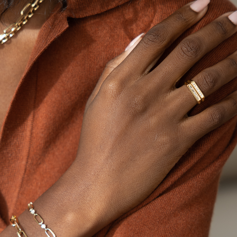 Lizzie Mandler Diamond Baguette Knife Edge Band Ring
