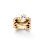 Repossi RG Blast Partial Pave Diamond Ear Cuff with 0.18ct oval, 0.11cts pave diamonds 18k
