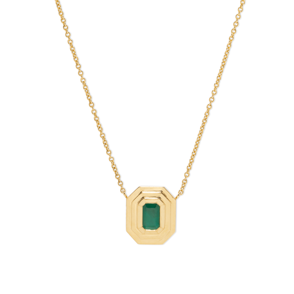 Azlee YG Emerald Staircase Necklace 0.6ct 18k