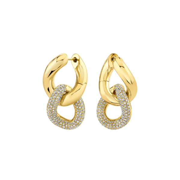 Shay YG Double Pave Gold Link Earrings 1.59cts 18k