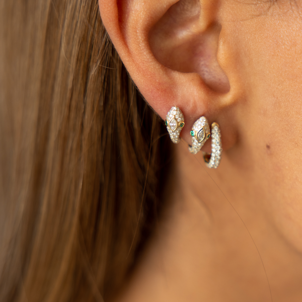 Jacquie Aiche YG Diamond Inside Out Oval Mini Hoop (Demi-fine 14k)