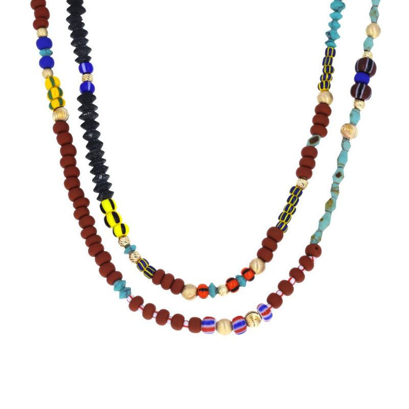 Marie Lichtenberg Long African Beads 73cm (Demi-Fine 14k/Sterling Silver)