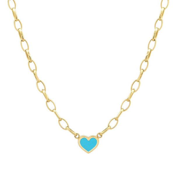 Jennifer Meyer Small Edith Necklace with Turquoise Heart
