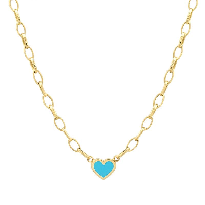 Jennifer Meyer Small Edith Necklace with Turquoise Heart