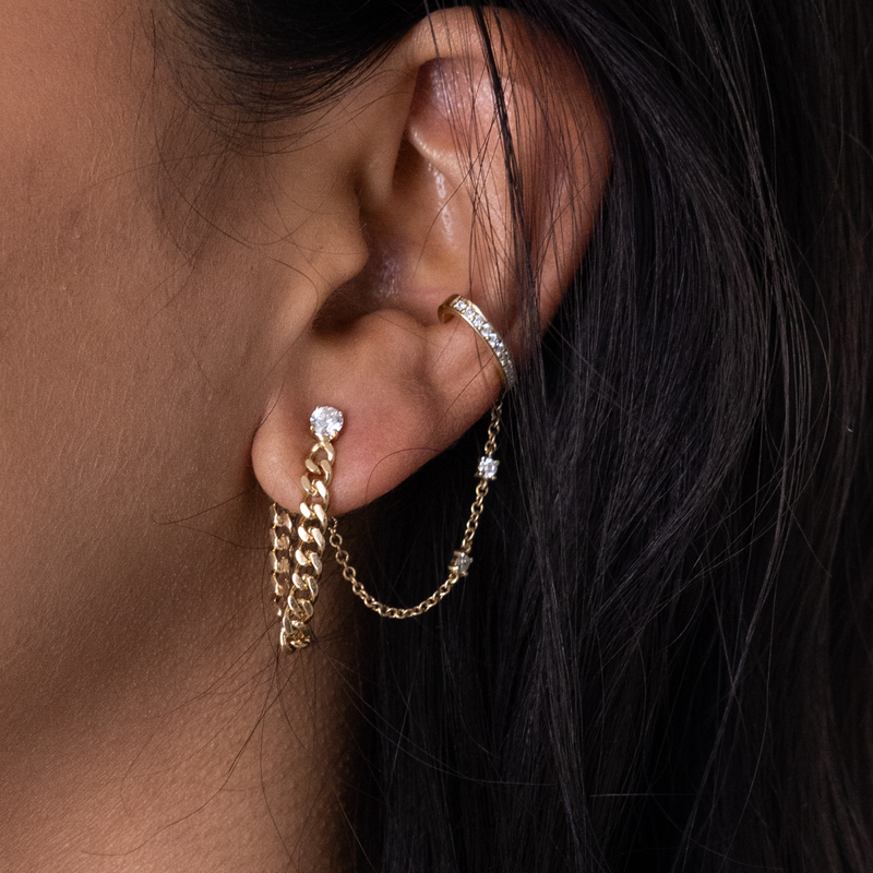 Anita Ko Cuban Link Loop Earring with Round Diamond