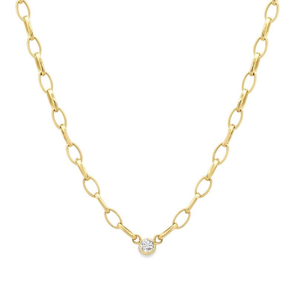 Jennifer Meyer Small Edith Necklace with Bezel Diamond