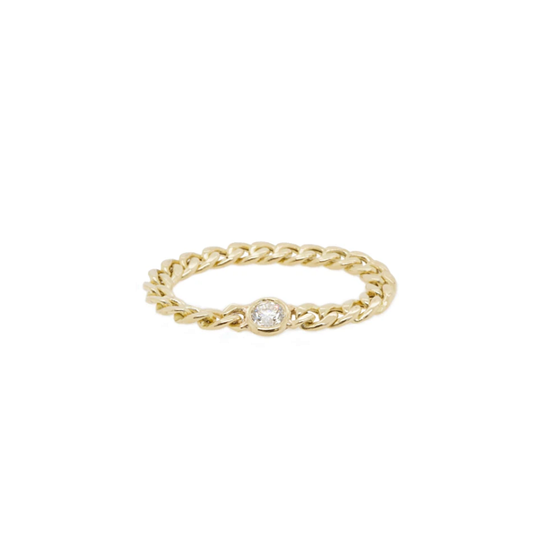 Zoe Chicco YG Small Curb Chain with Floating Diamond Ring 0.10ct (Demi-fine 14k)