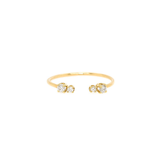 Zoe Chicco YG Mixed Diamond Prong Set Open Ring 0.14ct (Demi-Fine 14k)