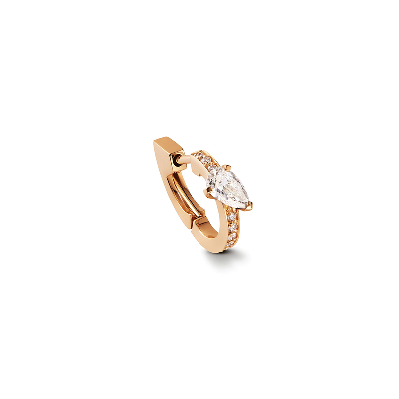 Repossi Harvest Hoop Earring with 0.18ct pear, 0.06cts pave diamonds 18k