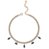 Shay Blue Sapphire Marquise Drop Mini Pave Link Necklace