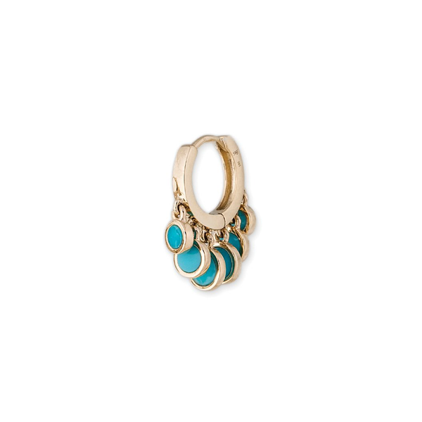 Jacquie Aiche YG Turquoise Mini Inlay Disco Shaker Hoop (Demi-fine 14k)