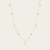 Zoe Chicco Dangling Baguette and Floating Round Diamond Necklace