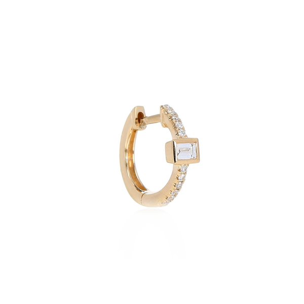 Jacquie Aiche YG Diamond Baguette Center Mini Hoop (Demi-fine 14k)