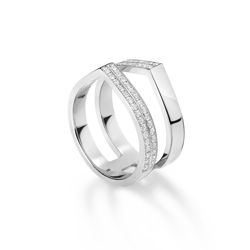 Repossi Antifer Off-Width 2 Diamond Row Double Band Ring