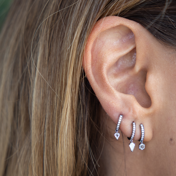 Eva Fehren Prism Hoop with Geometric Diamond Drop