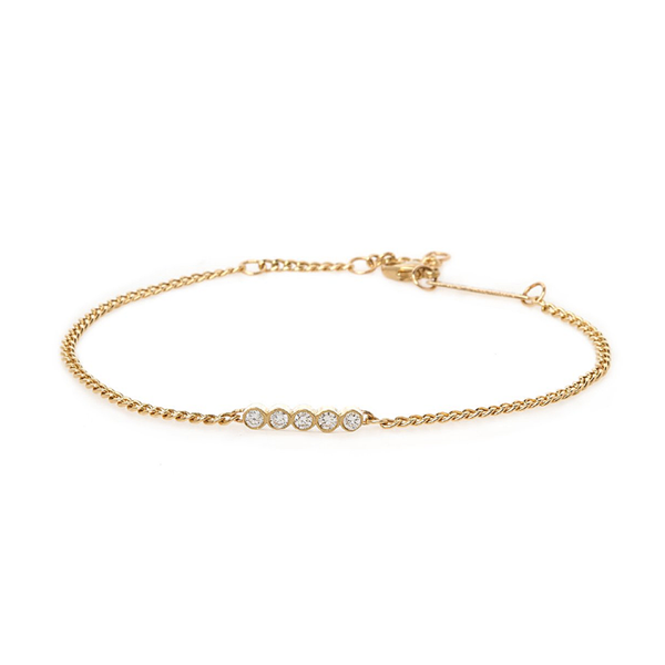 Zoe Chicco 5 Diamond on XS Curb Chain Bracelet