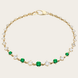 Lizzie Mandler Eclat Graduated Diamond and Emerald Tennis Link Bracelet
