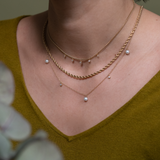 Zoe Chicco YG 5 Dangling Diamonds on XS Curb Chain Necklace 0.15ct (Demi-fine 14k)