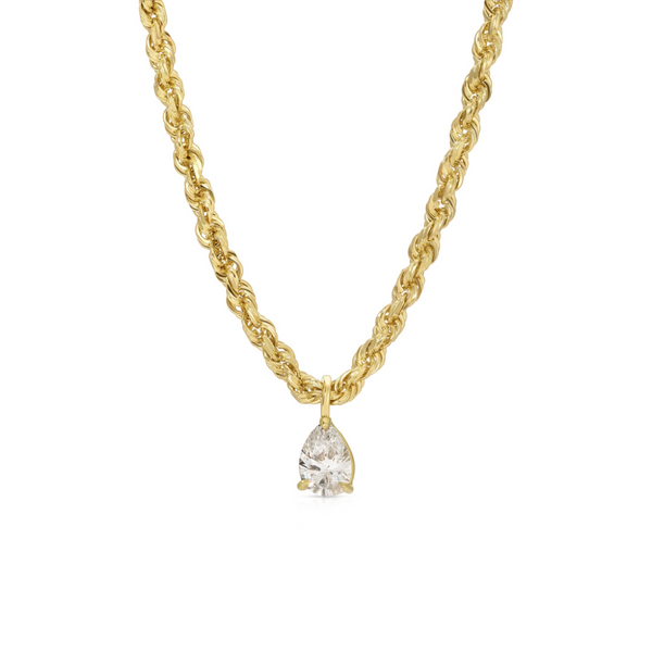 Anita Ko YG Rope Chain with Pear Diamond Pendant 0.35ct 18k