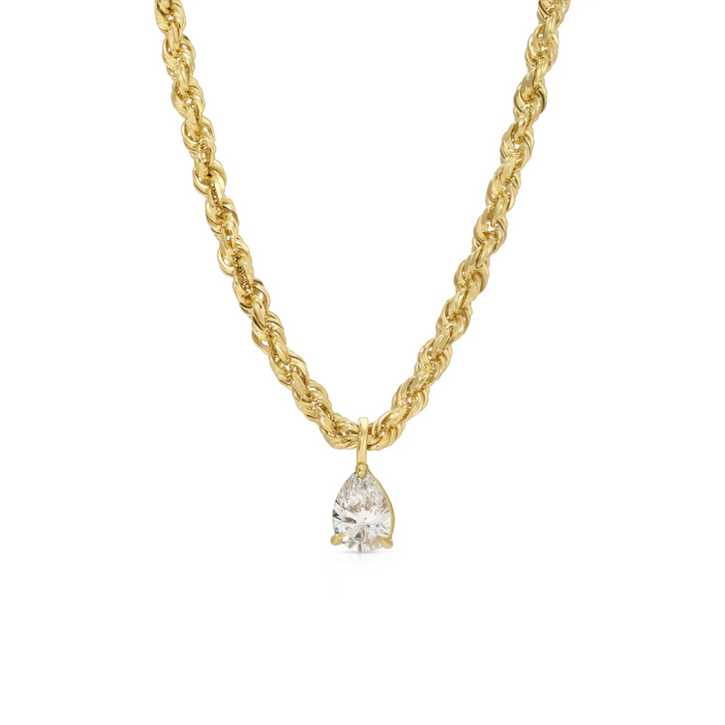 Anita Ko YG Rope Chain with Pear Diamond Pendant 0.35ct 18k
