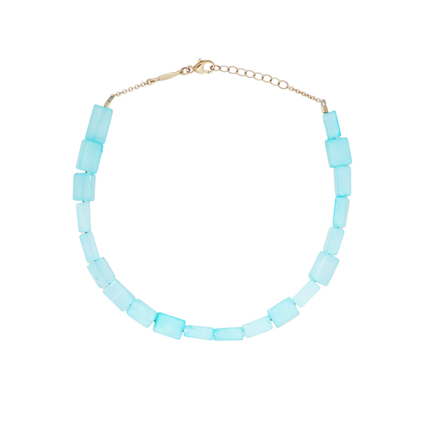 Jacquie Aiche YG Blue Opal Squared Tube Beaded Anklet (Demi-fine 14k)