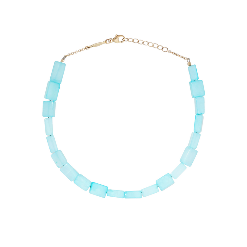 Jacquie Aiche YG Blue Opal Squared Tube Beaded Anklet (Demi-fine 14k)
