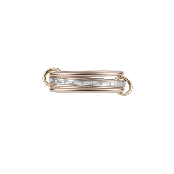 Spinelli Kilcollin RG+YG RHEA GOLD 3 linked rings / baguette white diamonds 0.55cts 18k