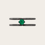 Ascher Diamond  Supernova 6 Ring with Asscher Cut Emerald