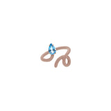 Bea Bongiasca Baby Vine Tendril Ring with Warm Taupe Enamel and Drop Topaz