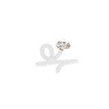 Bea Bongiasca YG Baby Vine Tendril Ring with White Enamel and Marquise Rock Crystal (Demi-Fine 9k/Sterling Silver)